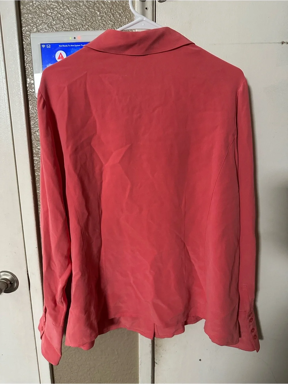 Caslon Coral-Pink Button Front Blouse 100% Silk